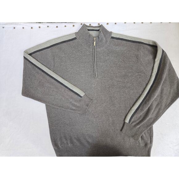 NWOT Oscar De La Renta Gray Mock Neck 1/4 Zip Pullover Knit Sweater Size XXL - Picture 1 of 5